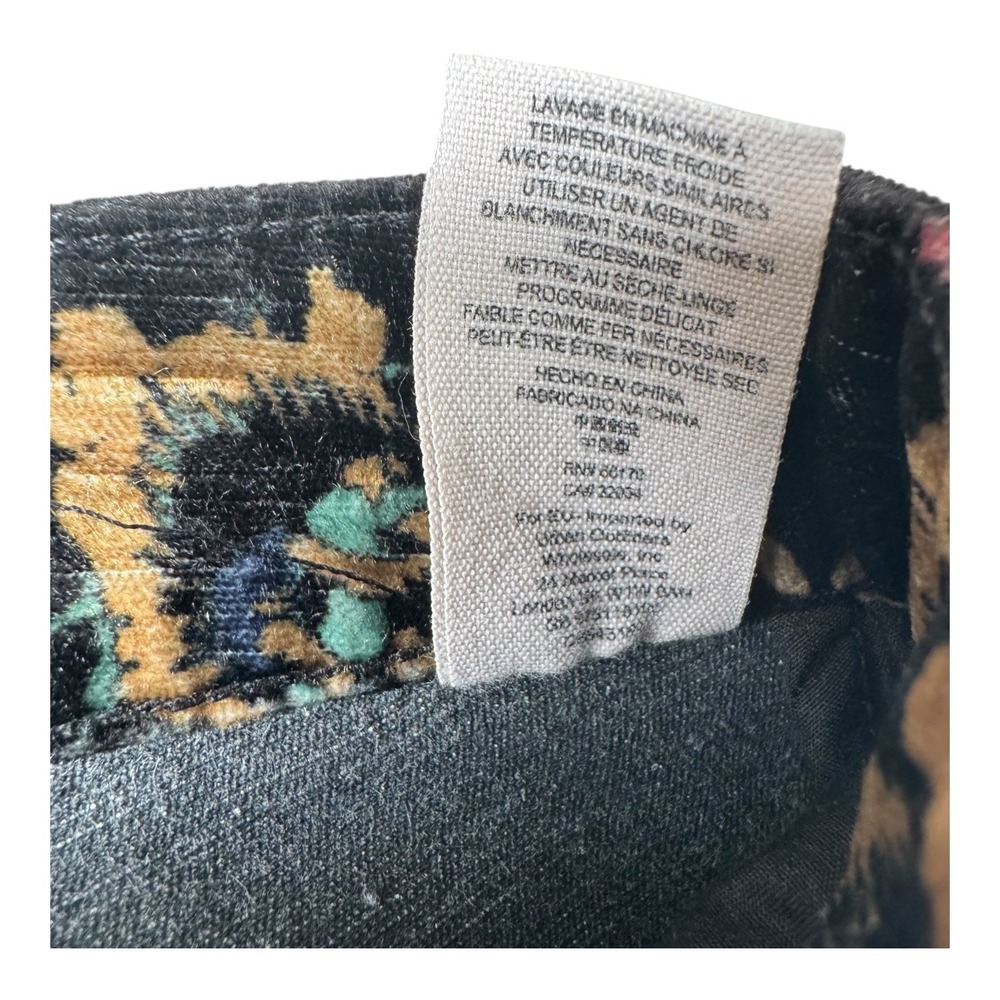 Free People Lennon Retro‎ Velvet Skinny Pants Floral Embroidered Boho Size 8 - Picture 6 of 10
